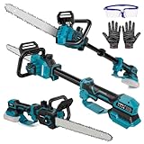 Catolsss Akku-Hochentaster für Makita 18 V,12 Zoll Bürstenlose Teleskop Astsäge,Maximaler Schnitt 30 cm, 5 m/s Kettengeschwindigkeit，verstellbare Teleskopstange für Äste, Hof, Garten (KEINE Batterie）