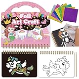 Zkaoai Prinzessin Bastelset für Kinder, Basteln Malbuch Kunst Set Sticker Bastelkoffer, Färben Aufkleber Bastelsets Foil Art Geburtstagsgeschenk für Mädchen Bastelset Kinder ab 6 Jahre (Prinzessin)
