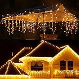 Eisregen Lichterkette Außen, Lichterkette Außen Innen 10M 400 LED mit Timer, Weihnachtslichterkette Wasserdicht 8 Modi Memory Stecker in für Weihnachten