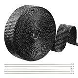 Holtrae 15Mx5CM Schwarz Glasfaser Hitzeschutzband Auspuff Dichtband mit 5 Kabelbinder Gegen Vibration und Korrosion Exhaust Heat Protection Tape 550°C für Auto Motorrad Auspuff Fächerkrümmer