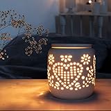 Candle-Brothers elektrische Duftlampe | Duftlampe Romance | Aromalampe für Duftwachs | Raumduft Elektrisch | Weiße Duftlampe aus Keramik | Lampe für Büro, Schlafzimmer, Yoga