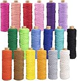 Makramee Garn 3mm x 30M, 18 Stück Baumwollgarn Baumwollkordel Baumwollseil Baumwollschnur Macrame Garn für DIY Handwerk Basteln Stricken Boho Deko Wandbehang Dekoration Wohnzimmer Balkon Schlafzimmer