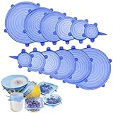 12 Stück Silikondeckel, Dehnbare Silikon Deckel, Free Wiederverwendbar Dehnbare Silikondeckel, Verschiedenen Größen, Rund Silicone Stretch Lids Für Schüsseln, Becher, Dosen, Obst