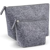 Xuniea 2 Stück Filz Kosmetiktasche Reise Rohlinge zum Beplotten Damen Schminktasche Multifunktion Kosmetikbeutel Federmäppchen Geschenke zum Muttertag Hochzeit Schulabschluss(Grau,M+S)