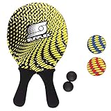 Sunflex Neopren Beachball Set Splash mit Zwei Schlägern und Zwei Bällen weich und leicht | extrem robust und wasserfest (Schwarz)