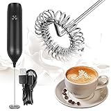 Weinsamkeit Milchaufschäumer Elektrisch, Wiederaufladbar Elektrischer Milchaufschäumer Stab USB Handheld Elektrischer Milchschäumer Stab für Kaffee, Latte, Cappuccino, Macha, Macchiato