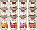 animonda Carny Adult Herzhafte Variation (12 x 400 g), Katzennassfutter für ausgewachsene Katzen, Nassfutter mit 100 % frischen, fleischlichen Zutaten, Katzenfutter ohne Getreide und Zucker