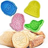 GIRAFEDA 4 Stück Ausstechformen Star Wars Cookie Cutter Set mit Auswerfer Keksausstecher 3D Plätzchen Ausstecher Backformen Kunststoff Plätzchenformen Keksschneider für Sandwich Fondant Brot