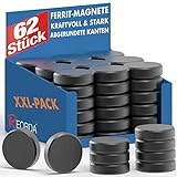 REORDA Magnete für Magnettafel stark - 62x Ferrit Magnete für Whiteboard, Pinnwand, als Kühlschrank Magnete und Tafelmagnete stark haftend, Magnete rund - schwarz