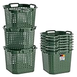 BURI 10x Erntekorb Gartenkorb lebensmittelecht - 25L Kartoffelkorb Obstkorb Laubkorb grün, drehstapelbar, extrem robust