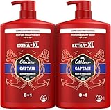 Old Spice Captain Duschgel und Shampoo für Männer, 2 x 1000 ml, Gel für Gesicht, Körper und Haar, 3-in-1, Mehrzweck, langanhaltende Frische, außergewöhnlicher Duft, gründliche Reinigung