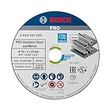 Bosch Professional 5 Stück Trennscheibe Expert for Inox (für Edelstahl, 76 x 10 x 1 mm, Zubehör Winkelschleifer), grau