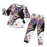 Anantty Kinder-Pyjama-Set, Blumenmuster, Schmetterling, Vogel, Mädchen, langärmelig, Oberteil, Hose, Loungewear, Nachtwäsche, Nachtwäsche für Jungen und Mädchen, mehrfarbig