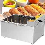 YYJYZH Kommerzielle Käse-Hot-Dog-Fritteuse, 12 l elektrische Fritteuse mit großer Kapazität, einstellbare Temperatur von 50-200 °C, geeignet für Restaurants, Geschäfte, Haushalte