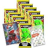 Bundle mit Lego Ninjago Serie 9 Trading Cards - 10 Booster + Lego Ninjago Serie 5 XXL6 Karte + Exklusive Collect-it Hüllen