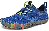 SAGUARO Barfussschuhe Jungen Mädchen Minimalistische Traillaufschuhe Kinder Leicht Weich Fitnessschuhe Gymnastikschuhe Sommer Outdoor Wanderschuhe Sportschuhe, Blau 36 EU