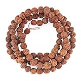 Craftdady 100 Stück ungefärbte natürliche Rudraksha-Perlen authentische Himalaya-echte runde Perlen Rosenkranz Japa Mala Perlen für Gebetskette Puja Meditation