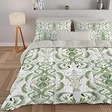 PNHCL Vintage Bettdecke 200x200cm, Einfachheit Französisch Bettdecke ohne Bezug, Bequeme und Weiche Ganzjahresdecke, Bohemian Muster Waschbar Schlafdecke mit 2 Kissenbezüge 80x80 cm A681