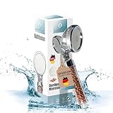 BATHFUSION Duschkopf mit Mineralsteinfilterung, wassersparend mit mehr Wasserdruck, Handbrause mit Regendusche und Massage Funktion