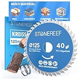 Sägeblatt 125x22.23- Kreissägeblatt [inkl. Adapter auf Bohrung 20 &16mm], kompatibel mit Winkelschleifer von Bosch, Makita usw. - Sägeblatt Kreissäge Nagelfest - für Holz, Metall & Alu