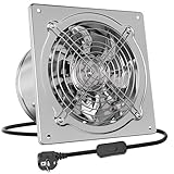 HG Power 200mm Abluftventilator 980m³/h Badlüfter Leiser mit Rücklaufklappe Leistungsstarke Wandventilator mit EU-Stecker für Küche Badezimmer Garage Untergeschoss, Silber