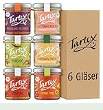 Tartex Bio Brotaufstrich Herzhaft I Veganer Aufstrich I Neuheiten Box I 6 Gläser im Vorteilspack I lecker aufs Brot oder als Dip I 815g
