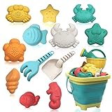 HomeMall Strandspielzeug für Kinder - Sandspielzeug Set enthält zusammenklappbare Sandeimer Schaufel und Sandharke Spielzeug für Strand 14 Pcs, Sandbox Toys Sandburg-Baukasten