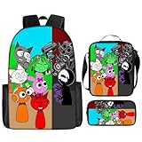 Sp𝒓u𝒏𝒌𝒊 Schulrucksack 3 Teiliges Set,Kinderrucksäcke Mädchen Jungen Leicht Backpack,Sp𝒓u𝒏𝒌𝒊 Characters Druck Rucksack Teenager,Hohe Kapazität Schultaschen für Travel Schule Freizeit(#O)