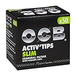 OCB ActivTips Slim 7 mm-Aktivkohlefilter mit Keramikkappen-5 x 50 Stück, Silber, smal