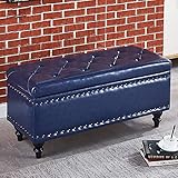 Ottoman-Bank mit Stauraum, modern, getuftet, Schuhtruhe, rechteckig, Fußstütze, Hocker, stilvolle Bettende, 78,7 x 40,6 x 45,7 cm, Marineblau