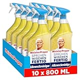 Meister Proper Sprühen-Wischen-Fertig Reinigungsspray, 10 × 800 ml, Citrusfrische, Streifenfreie Mehrzweck-Reinigung Ohne Aggressive Rückstände