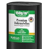 Xabian Anti Unkrautvlies 150g/m² Gartenvlies extra breit 2m x 10m = 20m² Premium Unkrautfolie wasserdurchlässig, Unkrautflies extrem reißfest & hohe UV-Stabilisierung