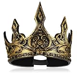 ABOOFAN Halloween King Crown für Männer Antike Gold Pu Schaumweiche Königskrone Verstellbare Mittelalterliche Royal Headwear Performance Cosplay Requent