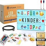 tricase LED Light Box mit Buchstaben & Farbwechsel – Cinematic Leuchtkasten A4 mit 386 Zeichen & Emojis – Leuchttafel & Zimmer Deko – Ideale Geschenk für Mädchen & Teenager (8 10 12 Jahre)