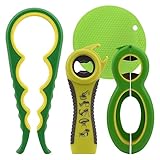 4 Packungen Glasöffner Greifer, 6-in-1 5-in-1 Glas-Flaschenöffner, 4-in-1 Glasöffner + Rutschfester Deckelöffner, Design für Schwache Hände, Senioren, Arthritis(Green + Yellow)