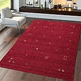 TT Home Teppich Rot Wohnzimmer Handgewebt Wolle Gabbeh Stil...