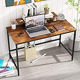 HOMEYFINE Schreibtisch, Computertisch, PC-Tisch mit Stauraum für Controller,47 Zoll,Holz und Metall,Arbeitstisch für das Heimbüro(Eiche Vintage-Ausführung)
