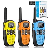 Walkie Talkie 3er set,NXGKET Walkie Talkie Aufladbar für Erwachsene Kinder Funkgeräte,Große Reichweite 5km Walki Talki mit Li-ion Akku,Walkie Talkies VOX Taschenlampe für Freien, Camping, Wandern