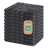 Lavea® 10er Set Seiftuch 30x30 cm – Hochwertige Gästehandtücher 30x30 aus 100% Baumwolle, Frottierserie Elena – Saugstark, Waschbar und Strapazierfähig - Anthrazit