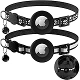 Oumida 2 Stück Kompatibel mit Airtag Katzenhalsband mit Glock und Sicherheitsverschluss, Reflektierendes Katzenhalsband, Größenverstellbares Halsband, Apple AirTag Schutzhülle für Katzen Aller Größen