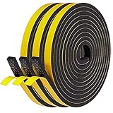 NAVK Selbstklebend Schaumstoff klebeband 6mm x 3mm, 5m Schwarzes Dichtungsband Fensterdichtung für Tür Schalldämmung Anti-Kollision Gegen warme kalte Zugluft und Lärm, 3 Rollen