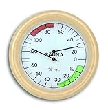 TFA Dostmann Analoges Sauna-Thermo-Hygrometer, mit Holzrahmen,Temperatur, Luftfeuchtigkeit, hitzebeständig