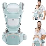 TOFFCAEA Babytrage, 6-in-1 Babytrage für Neugeborene ab Geburt, Ergonomische Babytrage, Hüftsitz Baby, Atmungsaktive und Weicher, für Babys und Kinder von (0 bis 36 Monat) von (3-30 kg) (Hellgrün)