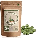 SPINTZ® Bio Spirulina + Chlorella Presslinge 200 Stück | 100% kontrolliert biologischer Anbau | Vegane Chlorella Spirulina Tabletten 500mg/Tab | Plastikfrei verpackte Algen Tabletten