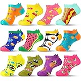 Jeasona Lustige Sneaker Socken Damen 39-42 Baumwolle Bunte Sneaker Bunt Kurze Socken Lässig Ausgefallene Witzig