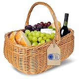Creative Home Einkaufskorb Weidenkorb mit Henkel Picknickkorb | 36 x 26 x 31 cm (+/- 2 cm) | Handgeflochten | Naturbraun | Universell und Langlebig Groß Osterkörbchen Geflochten