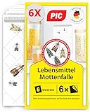 PIC Lebensmittelmotten Falle - 6 Lebensmittelmottenfallen - Mottenfalle mit Pheromon für ideale Wirkung - Mottenfalle Lebensmittel - Effektive Klebefallen zur Befallsermittlung von Lebensmittelmotten