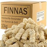 FINNAS 10 kg Holzwolle Premium Anzündwolle Anzünder...