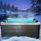 BRAST Whirlpool MSpa Oslo Aero Plus XXL mit Fester Außenwand | LED-Beleuchtung 20 einstellbare Farben für 6 Personen | 180x180x65cm | 140 Massagedüsen | Ganzjähriger Einsatz Winterfest | In & Outdoor
