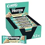 Corny Your Protein Vanilla White Crunch, Eiweiß-Riegel mit 30 Prozent Protein, ohne Zuckerzusatz, 12er Pack (12 x 45g)
